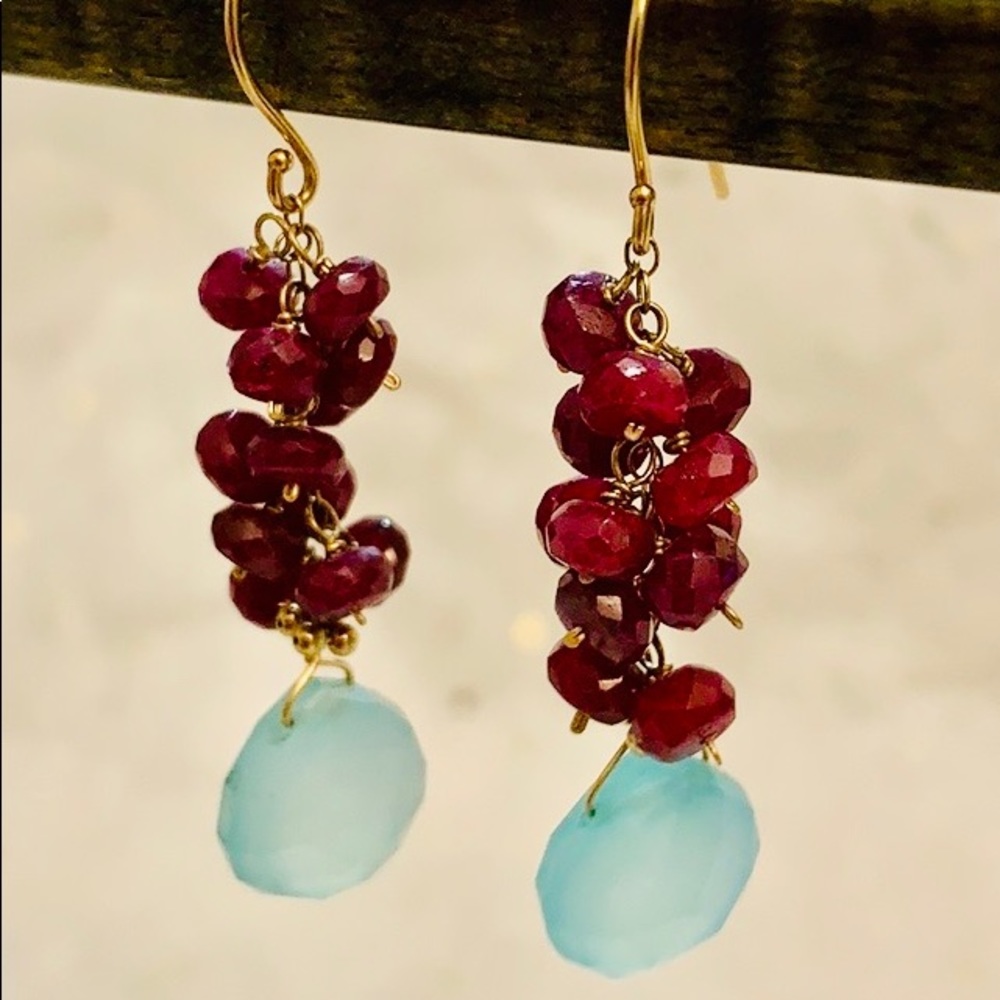 14K YELLOW GOLD HANDMADE EARRINGS W/ FRENCH HOOKS
